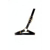 Siyah Kadın Kemer Altın Halkalı Deri Vücut Aksesuarı - Brf1183