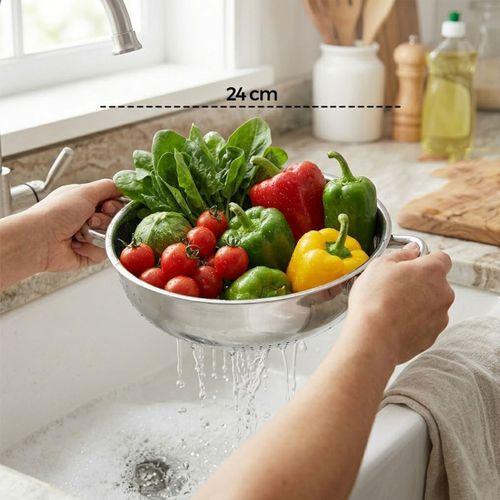 24 cm Kulplu Basık Metal Süzgeç