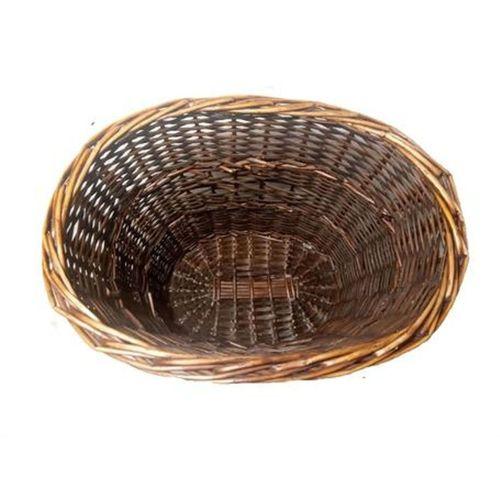 Hasır Sepet Oval Şekilli İçi Kumaşlı Kahverengi 36X36X26 Cm