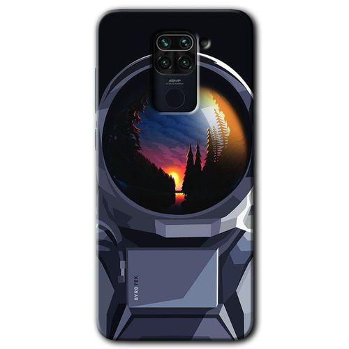 MRCİLETİSİM Xiaomi Redmi Note 9 Kılıf Kapak - Astronot +Hayalet Ekran Yandan Gözükmez