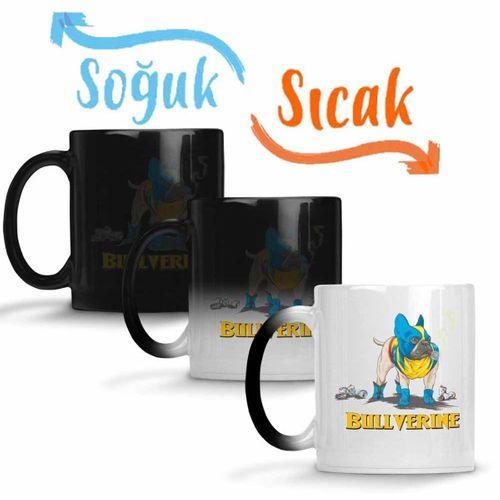 Bullverine Pug Köpek Sihirli Kupa Bardak Porselen