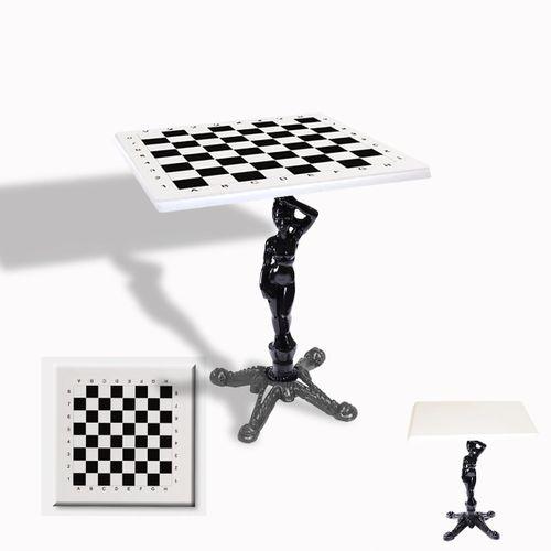 Dockers Çipa 1003 Döküm Ayak Kare Masa 80x80 cm - (Werzalit, Wermodin ve Allzalit Tabla) - Beyaz Satranç