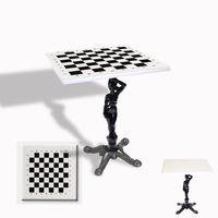 Dockers Çipa 1003 Döküm Ayak Kare Masa 80x80 cm - (Werzalit, Wermodin ve Allzalit Tabla) - Beyaz Satranç