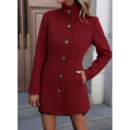 Kadın Uzun Kollu Yakalı önden Düğmeli Astarsız Ithal Kaşe Kaban