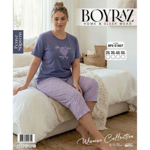 Boyraz Bps-01807 Kadın Battal Kısa Kol Kapri Takım
