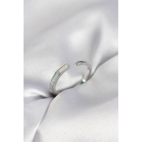 Gümüş Renk Sedefli Çubuk Model Kadın Yüzük