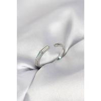 Gümüş Renk Sedefli Çubuk Model Kadın Yüzük