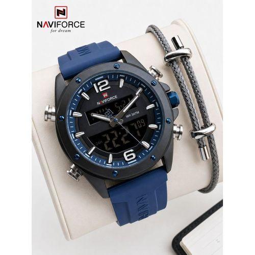 Naviforce Silokon Kordon Dijital & Analoğ Mekanizma Bileklik Hediyeli 3 ATM Erkek Kol Saati NF9264.2