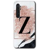 Xiaomi Mi Note 10 Lite Kılıf HD Desen Baskılı Arka Kapak - Pembe Mermer Desenli Z Harfi