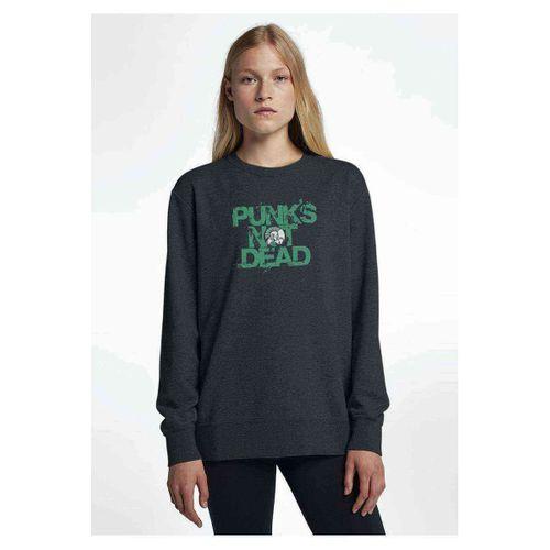 Punks Not Dead Baskılı Füme Antrasit Kadın Sweatshirt
