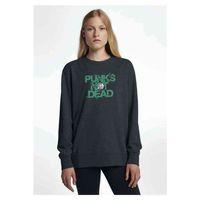 Punks Not Dead Baskılı Füme Antrasit Kadın Sweatshirt