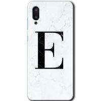 Galaxy A02 Kılıf HD Desen Baskılı Arka Kapak - Beyaz Mermer Desenli E Harfi