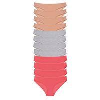 12 Adet Süper Eko Set Likralı Kadın Slip Külot Ten Gri Fuşya