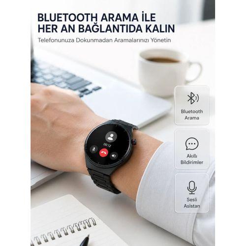 Akıllı Saat Android Ve İos Uyumlu Bluetooth Arama, Amoled Hd Ekran Ve 3'lü Kordon Seti