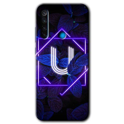 Xiaomi Redmi Note 8 Kılıf Baskılı Arka Kapak - Dark Neon Yaprak Ü Harfi +Tam Ekran Koruyucu