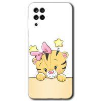 MRCİLETİSİM Samsung Galaxy M12 Kılıf Baskılı Kapak - Sevimli Kedi +Tam Ekran Koruyucu