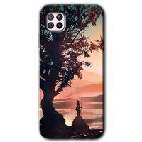 Huawei P40 Lite Kılıf HD Desen Baskılı Arka Kapak + Temperli Cam - Yalnız Savaşcı