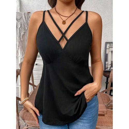 Kadın önden çapraz Askılı Uzun Vıskon Bluz