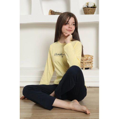 Kız Çocuk Penye Pijama Takım Sarı
