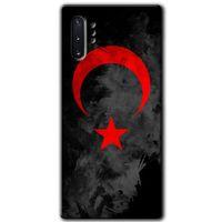 Samsung Galaxy Note 10 Plus Kılıf HD Desen Baskılı Arka Kapak + Temperli Cam - Black Ayyıldız