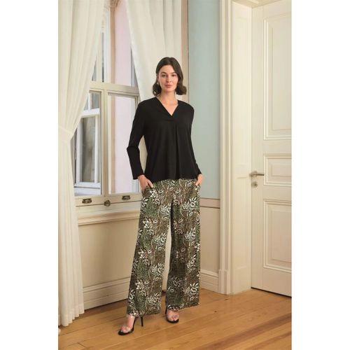 Çiçek Yaprak Ve Etnik Desenli Dantelli 3'lü Pijama Takımı