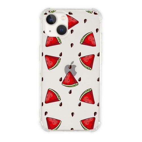 iPhone 13 Uyumlu Karpuz Dilimleri Desenli Anti Shock Olex Köşe Darbe Korumalı Silikonlu Şeffaf Kılıf