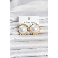 316L Çelik Gold Renk İnci Model Vintage Kadın Küpe