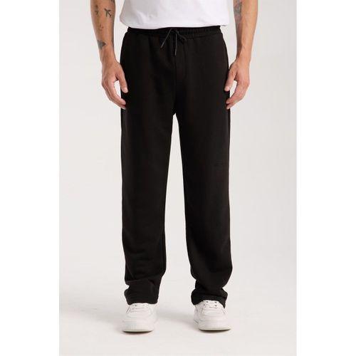 Mendes Baggy Kalıp Diagonal 3 İplik Kumaş Erkek Eşofman Altı Pantolon - Siyah