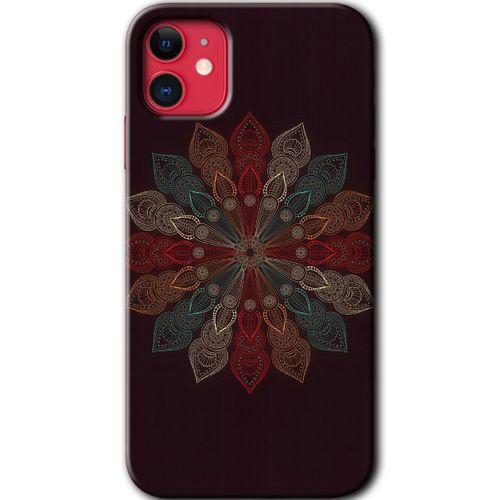 iPhone 11 Kılıf Baskılı Kapak - Mandala Flower Wal +Tam Kaplayan Mat Seramik