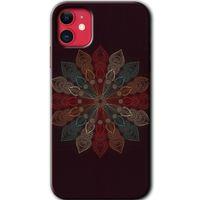 iPhone 11 Kılıf Baskılı Kapak - Mandala Flower Wal +Tam Kaplayan Mat Seramik