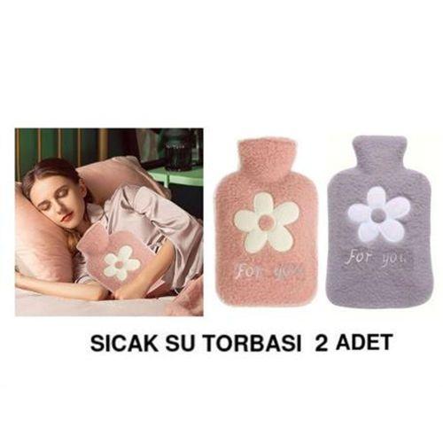 2 Adet Sıcak Su Torbası Peluş Papatya Desenli 21X13,5X2Cm 500 Ml