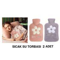 2 Adet Sıcak Su Torbası Peluş Papatya Desenli 21X13,5X2Cm 500 Ml