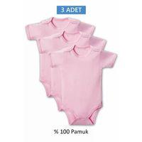 Pembe Yarım Kol Body Zıbın 2-7 YAŞ Çocuklar İçin (3 ADET) Alttan Çıtçıtlı Özel Gereksinimli
