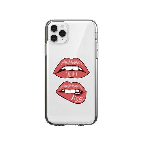 iPhone 11 Pro Hello Kiss Desenli Premium Şeffaf Silikon Kılıf