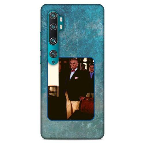 Xiaomi Mi Note 10 Kılıf Atatürk (30) Silicone Case Turkuaz Taş