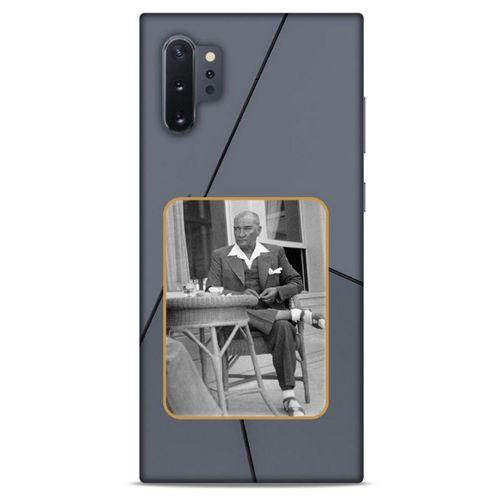 Samsung Galaxy Note 10 Plus Kılıf Atatürk (31) TPU Kılıf Koyu Gri