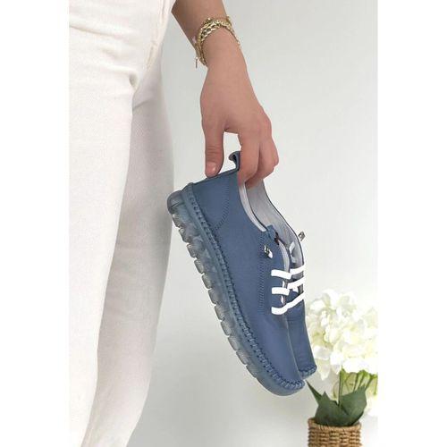 Kitta Mavi Deri Bağcıklı Spor Ayakkabı