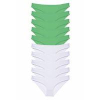 10 adet Eko Set Likralı Kadın Slip Külot Yeşil Beyaz