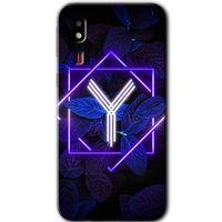 Potkal Hediye Fabrikası Samsung Galaxy A2 Core Kılıf HD Desen Baskılı Arka Kapak - Dark Neon Yaprak Y Harfi