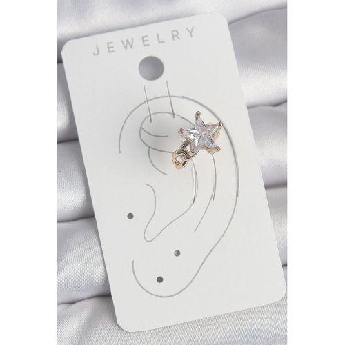 Pirinç Gold Renk Zirkon Taşlı Yıldız Model Kadın Kıkırdak Küpe