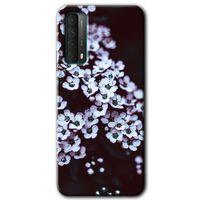 MRCİLETİSİM Huawei P Smart 2021 Kılıf Baskılı Kapak - Beyaz Çiçek + 5D Tam Kaplayan Cam