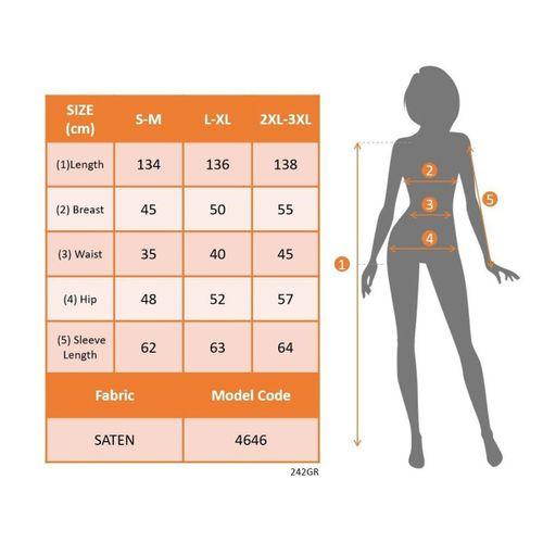 Kadın Uzun Kollu Kruvaze Yakalı Beli Kuşaklı Uzun Saten Elbise