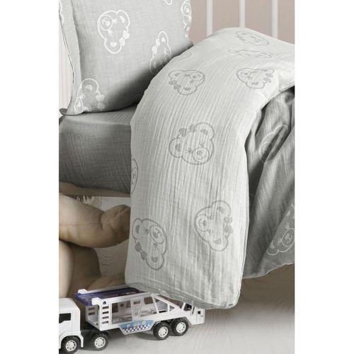 Kanz Jakarlı Müslin Bebek Nevresim Takımı Knz-013 Bear Gri