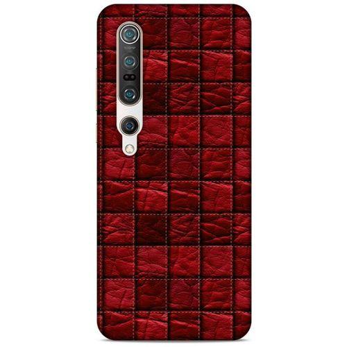 Xiaomi Mi 10 Pro Kılıf Patchwork (12) Koruyucu Silikon Kırmızı Bordo