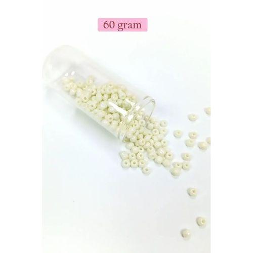 Dökme Cam Kum Boncuk Büyük Boy (6/0) 4 mm - 60 Gram - Krem - BNC107