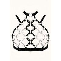 Zincirli Seksi Lastik Göğüs Harness - Brf926