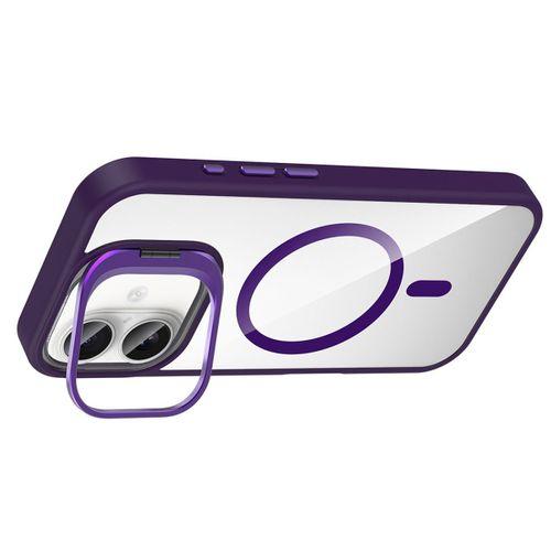 Apple iPhone 16 Kılıf Standlı ve Kamera Lens Hediyeli M-Safe Şarj Özellikli Zore Etro Kapak