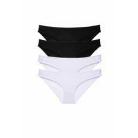 4 adet Eko Set Likralı Kadın Slip Külot Siyah Beyaz