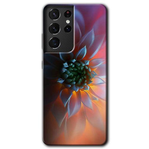 Samsung Galaxy S21 Ultra Kılıf HD Desen Baskılı Arka Kapak + Temperli Cam - Çiçek Motif