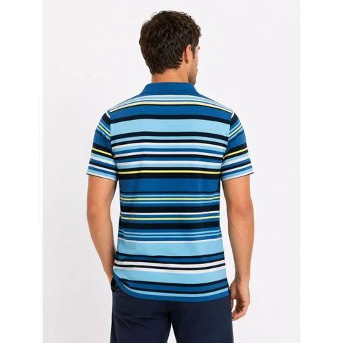 Erkek Çizgili Polo Yaka Tişört Kısa Kol Yazlık T-Shirt Regular Fit - Mavi